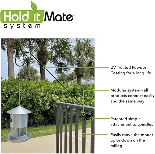 Miniatura 4 de Kits de ganchos largos ideales para comederos de pájaros, cestas de flores más ligeras, campanillas, etc. Solo para barandillas verticales de