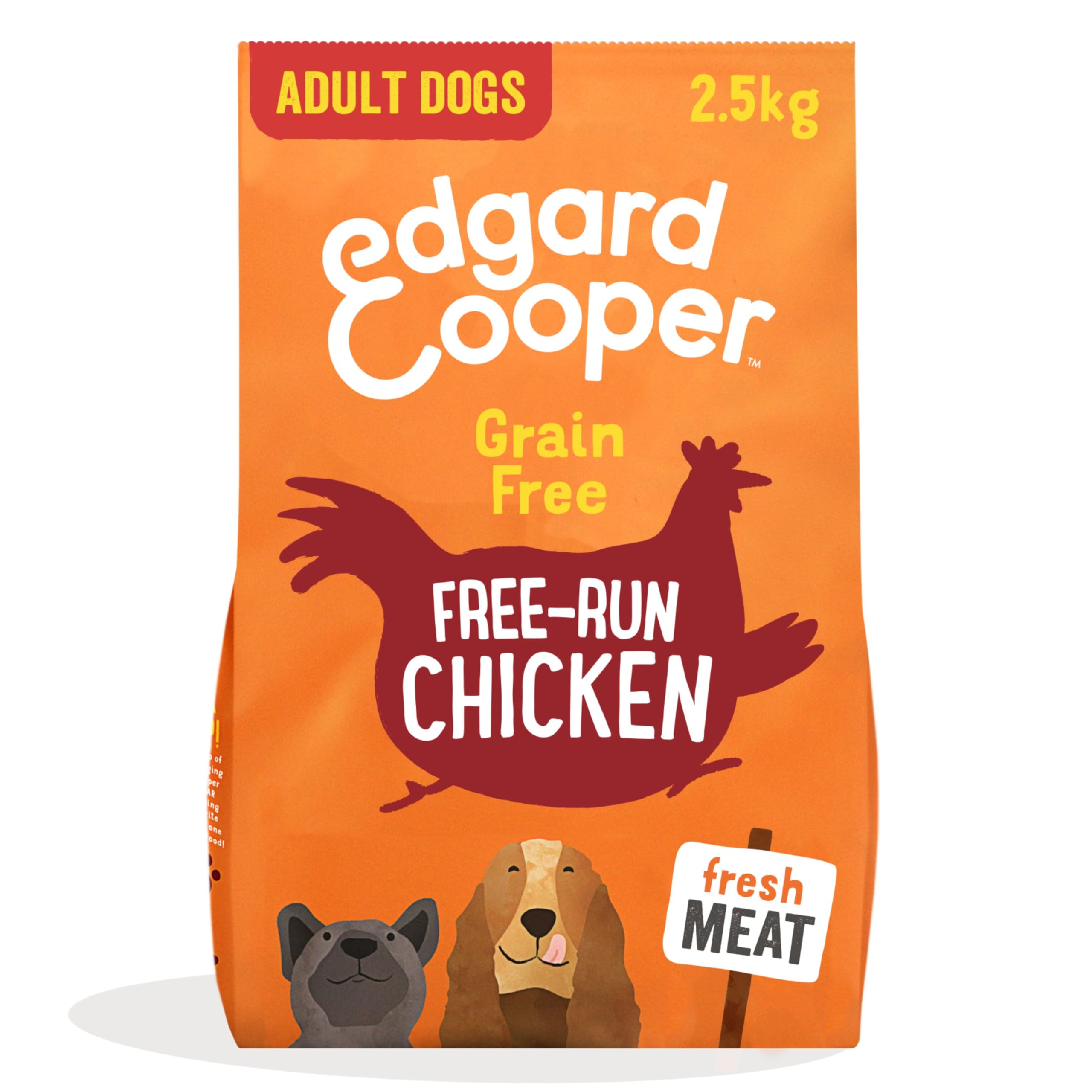 Edgard & Cooper Pienso para Perros Adultos Comida para Perros Seca Natural Sin Cereales 2.5kg Pollo Fresco, Fácil de digerir, Alimentación Sana Sabrosa y Equilibrada