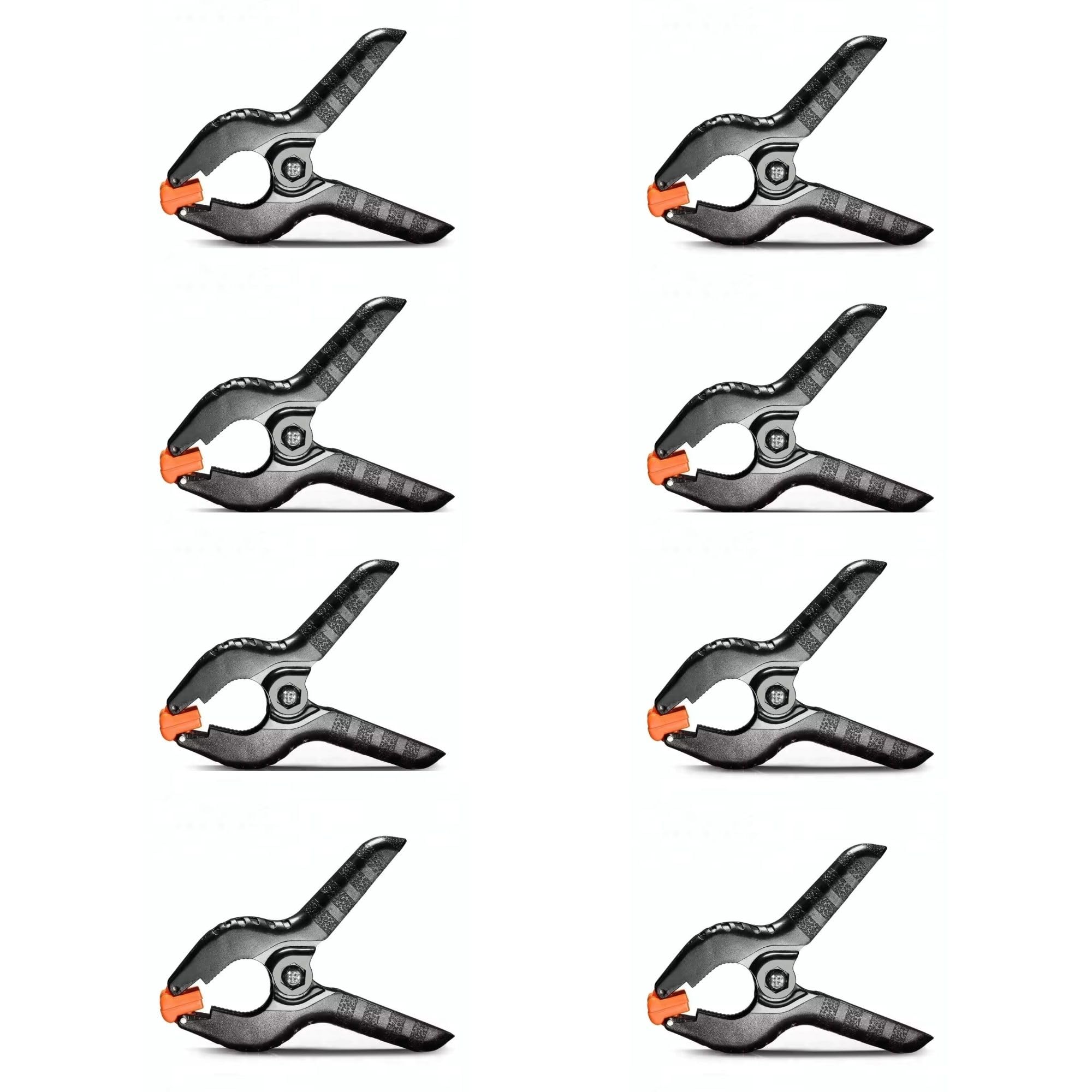 Aurum And Adorn Black 4 Inch Spring Clamps For Woodwork Nylon Clip Heavy Duty Grips Clips Wood Clamps Quick Grip With Moveable Jaws For Photo Studio Backdrop Background Stand - 8Pcs