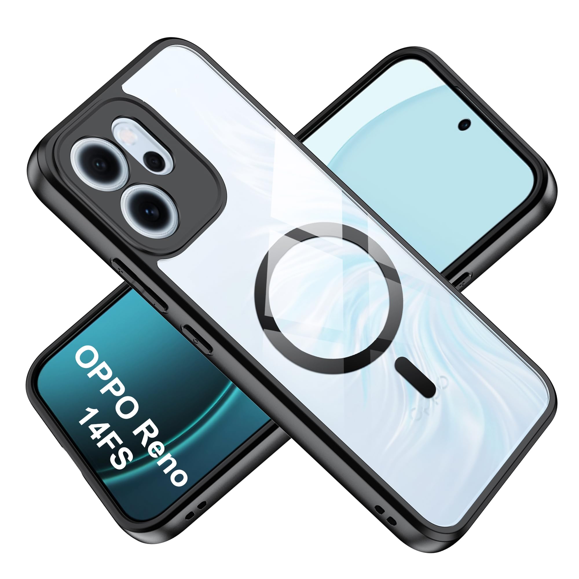 HAOYE Cover Magnetica per OPPO Reno 14F 5G/4G | Reno 14 FS 5G/4G - Custodia TPU+PC Sottile con Finitura Opaca, Anti-Impronta, Antiurto, Compatibile con MagSafe Accessori - Bianco