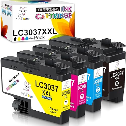Miss Deer Cartuchos de tinta compatibles LC3037 de alto rendimiento de repuesto para Brother LC 3037 XXL LC-3037XXL LC3037BK para MFC-J6945DW