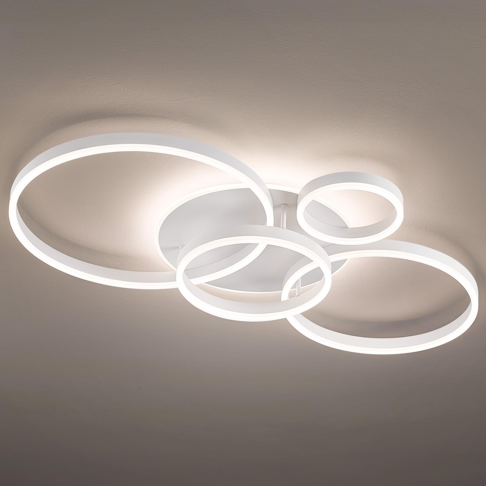 Qamra 100cm 4 Anillos Moderna Blanca Lampara Techo