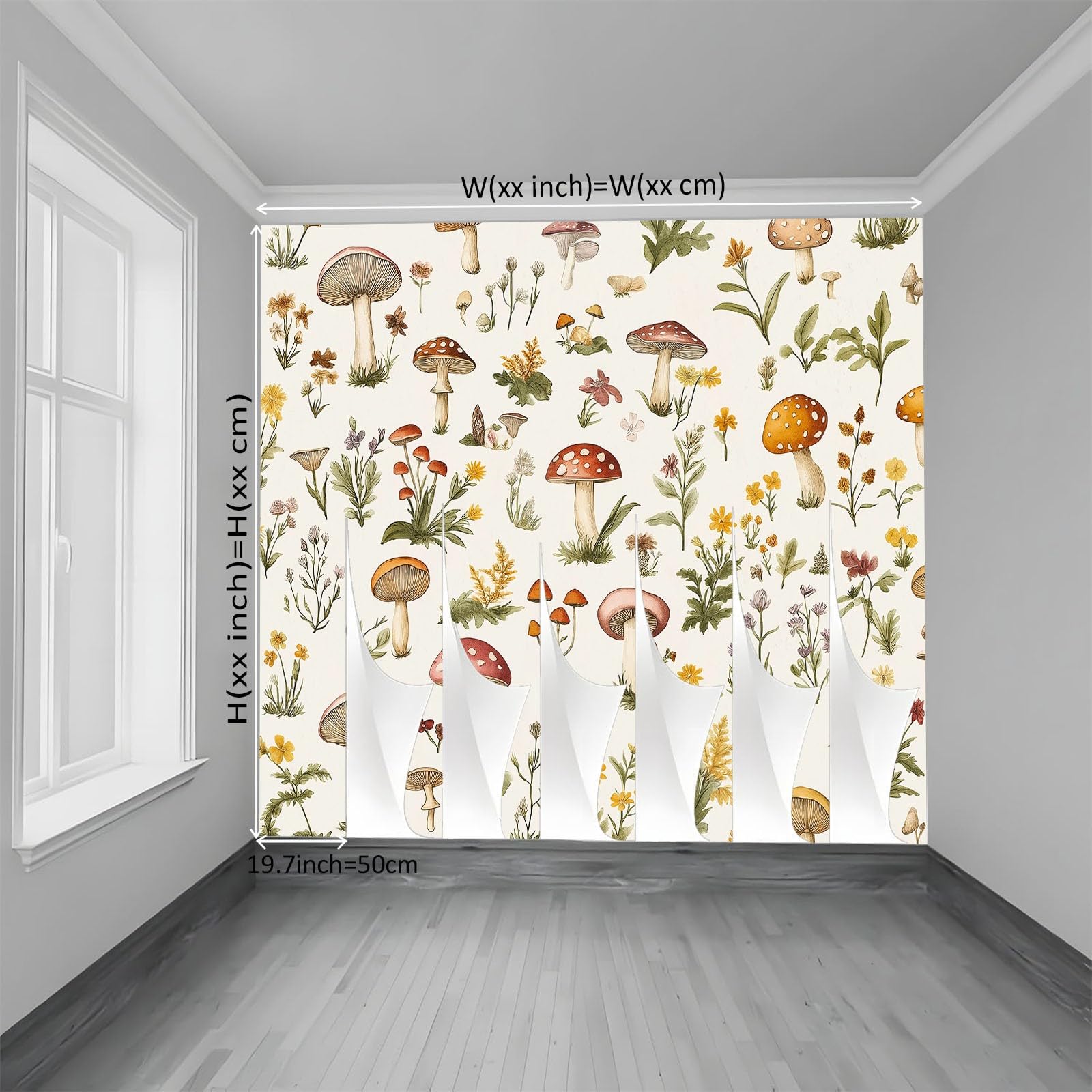 Niestandardowa fototapeta 3D, 250 x 175 cm, akwarela, kwiatowy wzór grzybów, mural, gruba włóknina ścienna, kremowa tapeta do salonu, tło telewizyjne