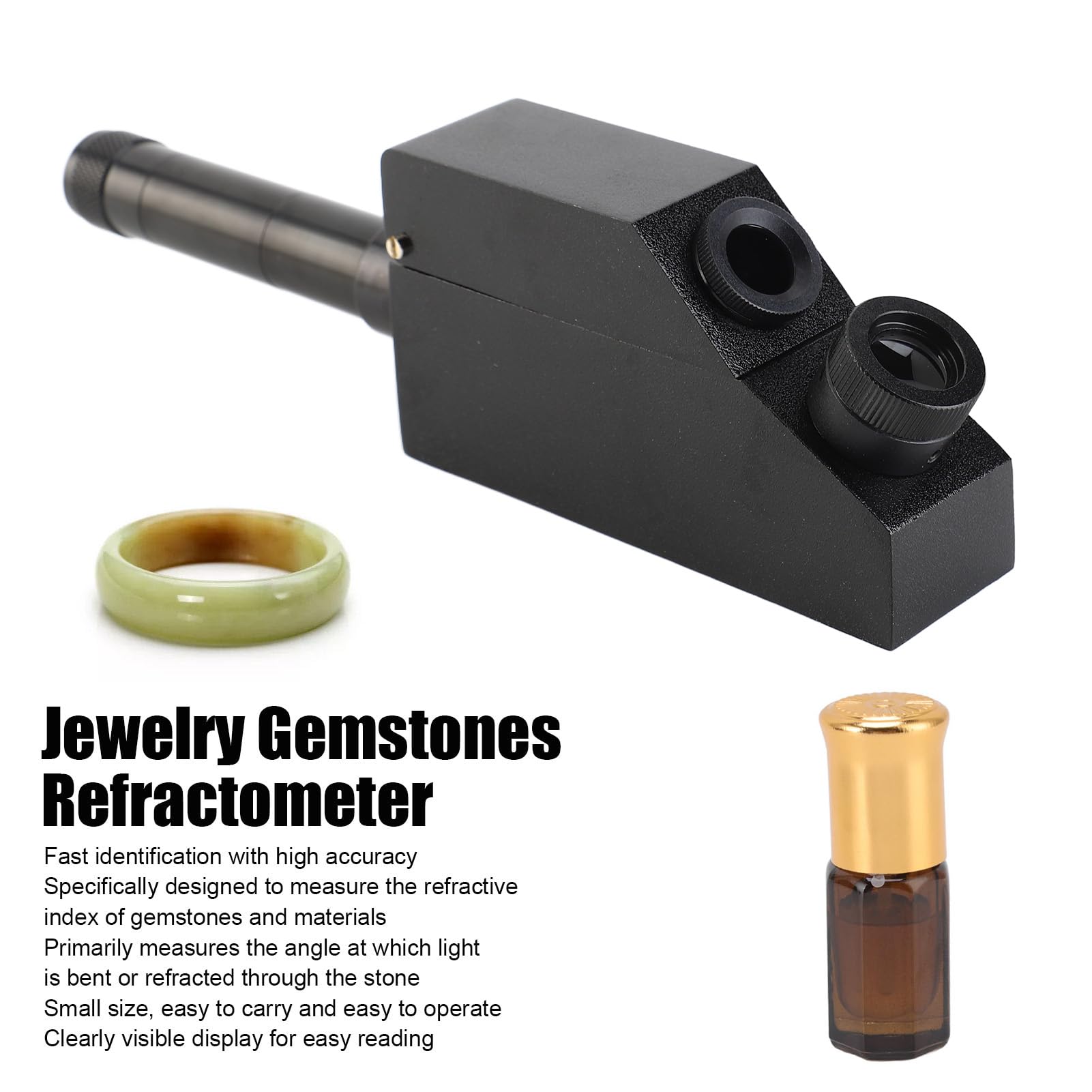 Fockety Réfractomètre, réfractomètre Professionnel de Haute précision pour Bijoux, Plage de Mesure 1,30 à 1,81, réfractomètre pour Bijoux pour identifier et authentifier Les