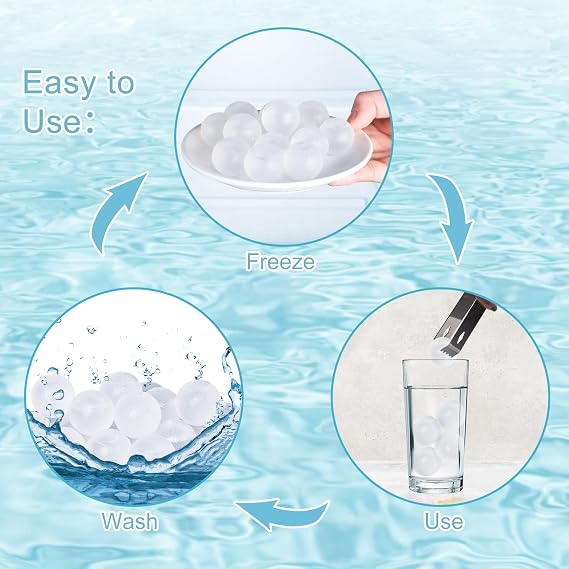 Reusable Ice Cubes for Drinks, Transparent Round, 100 Pack