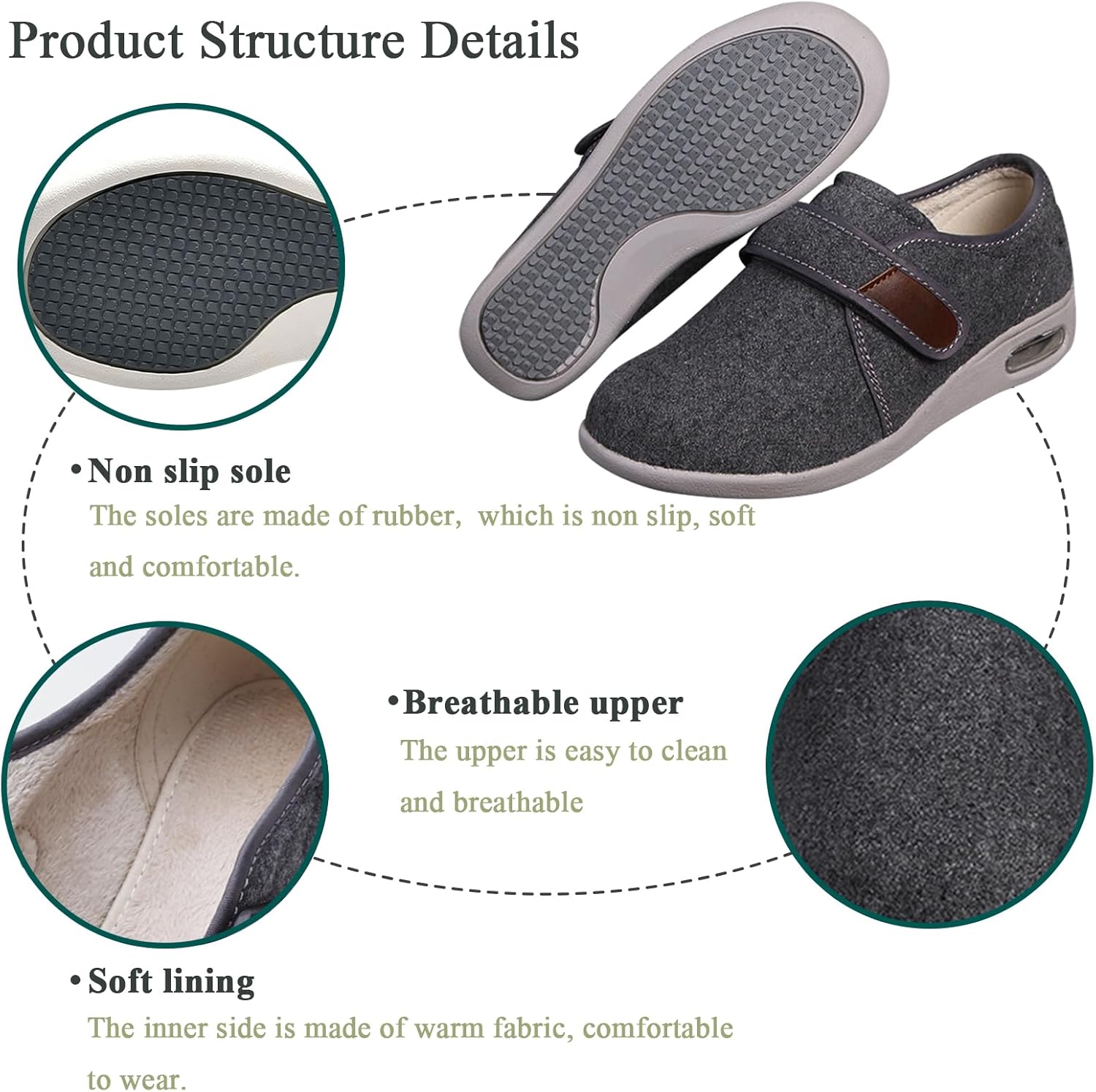 Diabetic Shoes for Mens Extra Wide Width Lightweight Adjustable Closure Walking Shoes, Warm Plush Orthopedic Womens Shoes for Edema Swollen Feet