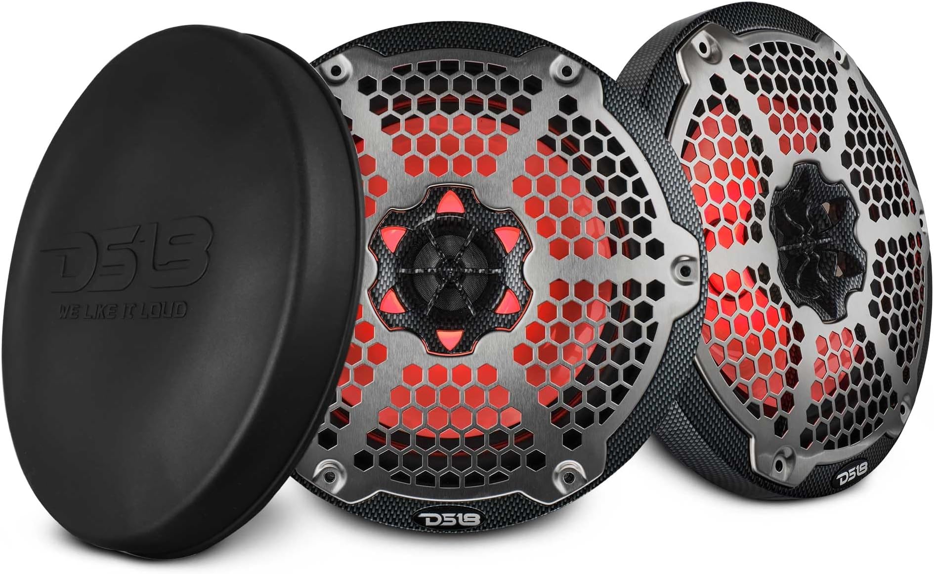 Hydro NXL-6M/WH - High End Mesh Grill Coaxial Speaker Pair - 2-Way Car Speaker with Integrated RGB Lights - 300 Watt Car Audio System - Water Resistant Speakers - 6.5 Inches, White