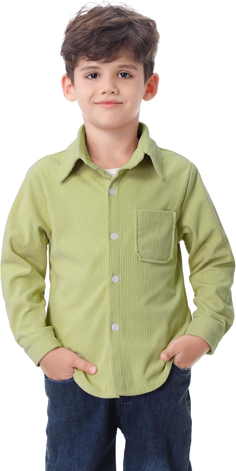SANGTREE Boys’ Button Down Corduroy Shirt Casual Long Sleeve Tops, 3-13 Years SANGTREE Boys’ Button Down Corduroy Shirt Casual Long Sleeve Tops, 3-13 Years