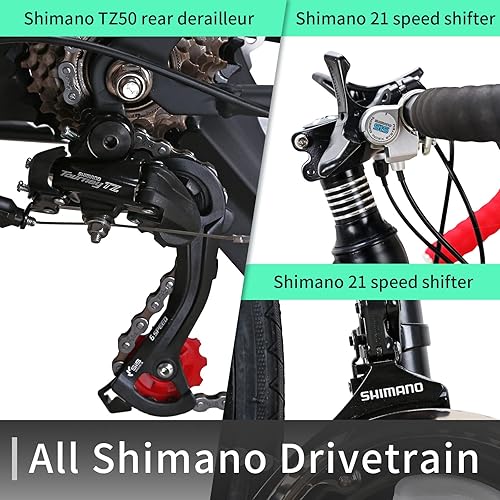 Miniatura 3 de EUROBIKE Bicicleta de carretera,Ruedas 700C Frenos de disco de 21 velocidades,Bicicleta para hombre o mujer,Marco de 21.3 in19.3 in