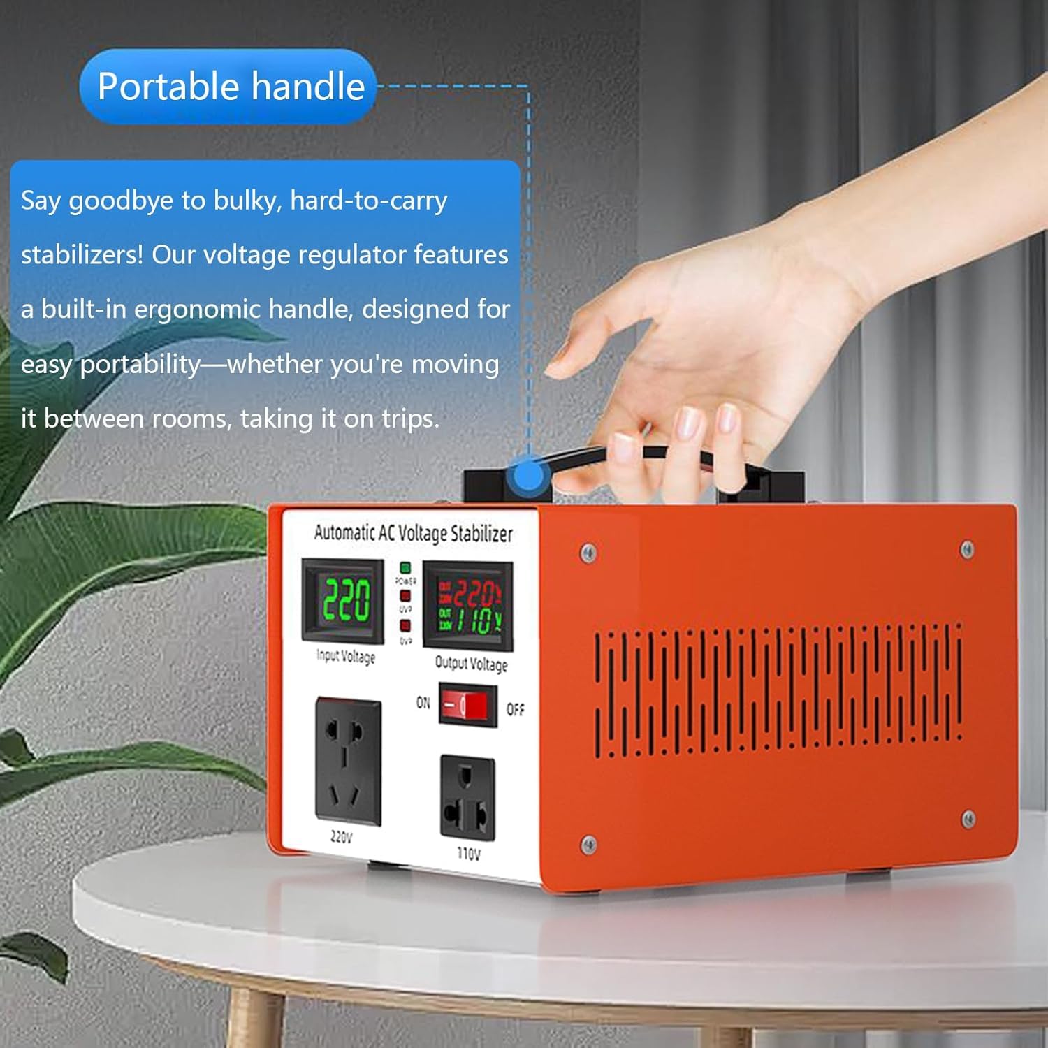 Estabilizador Regulador de Tensión Automático con 6 Protecciones y Pantalla LED, Entrada CA 90V-250V Salida 110V/220V, para Electrodomésticos - Acondicionador Fiable,220V,6000W