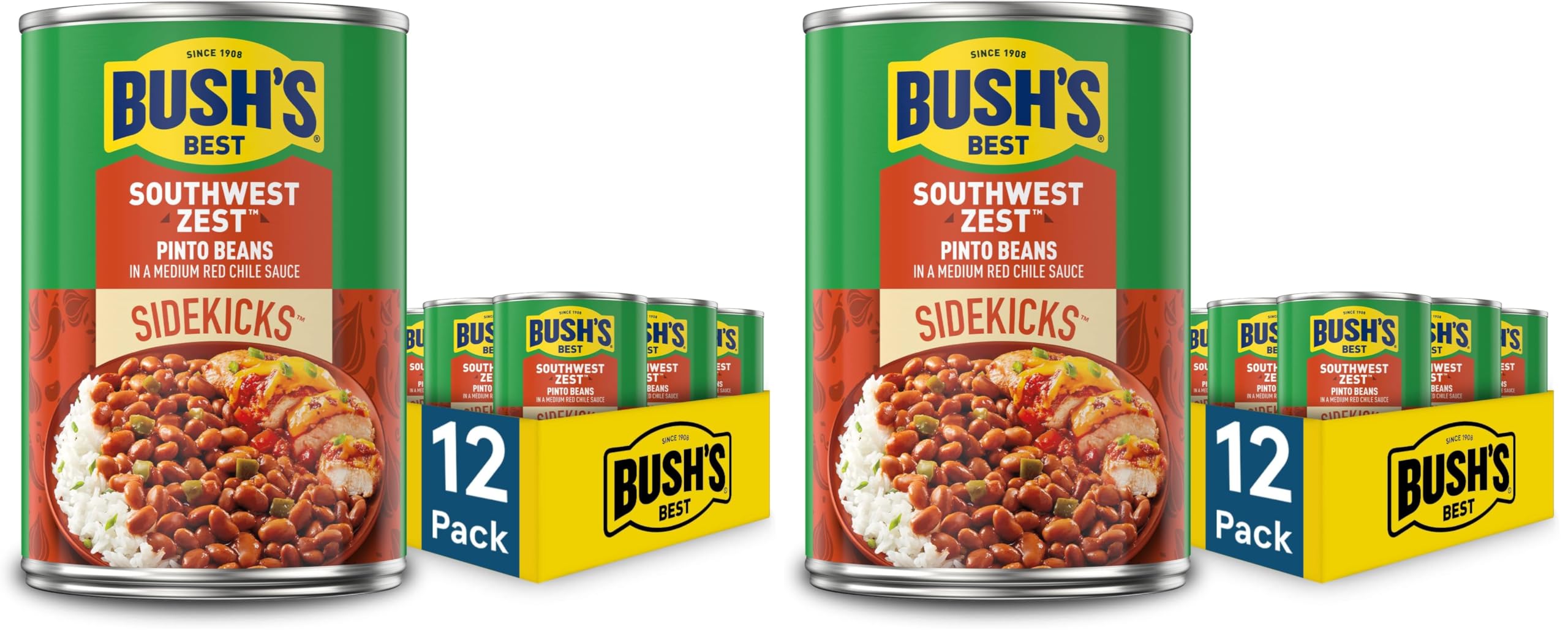 15 oz Southwest Zest Pinto Beans Sidekicks (Pack of 24) by Bush's Best – 15 Ounce (Pack of 24), Pack of 24