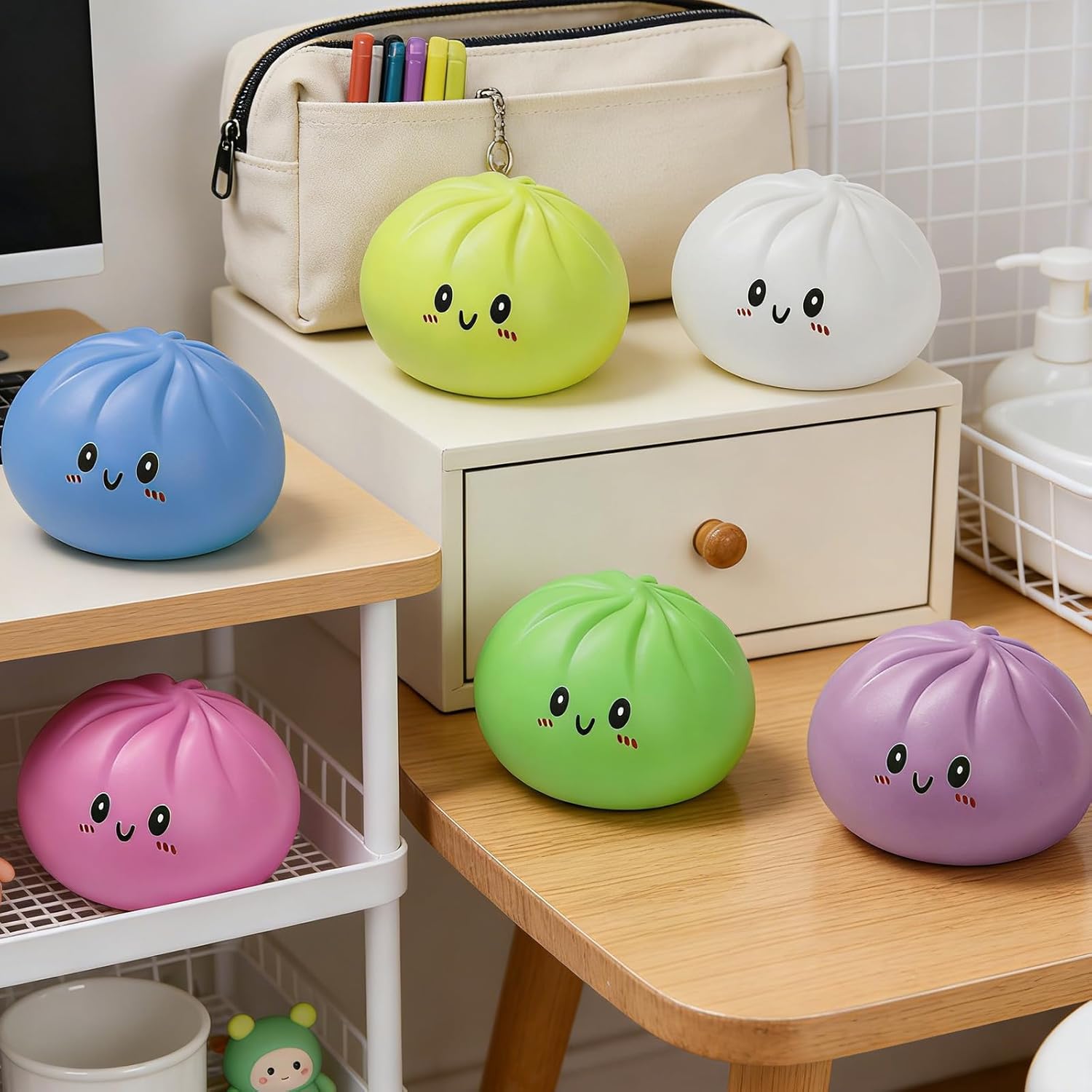 Dumpling Squishy Mystery Dumpling Squishy Stress Balls Fidget Sensory Toy Soft Squeeze Decompression Dough (Purple)