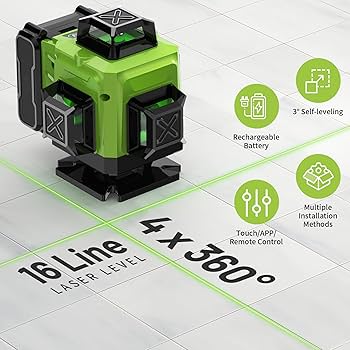 Automatic 1650ft Green Laser Level With Receiver & Remote Control