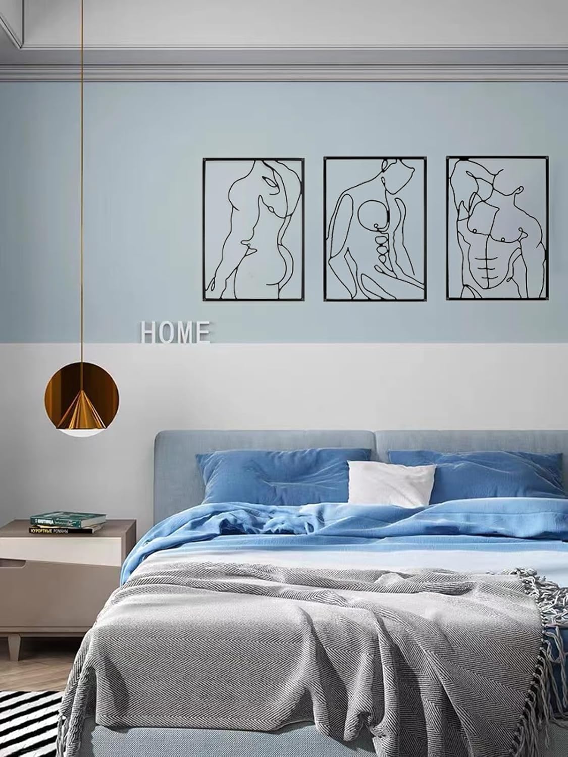 SIETIOJI 3 Pcs Black Wall Art Decor - Real Metal Modern Minimalist Male Body Shape Wall Art for Living, Kitchen, Bedroom Walls