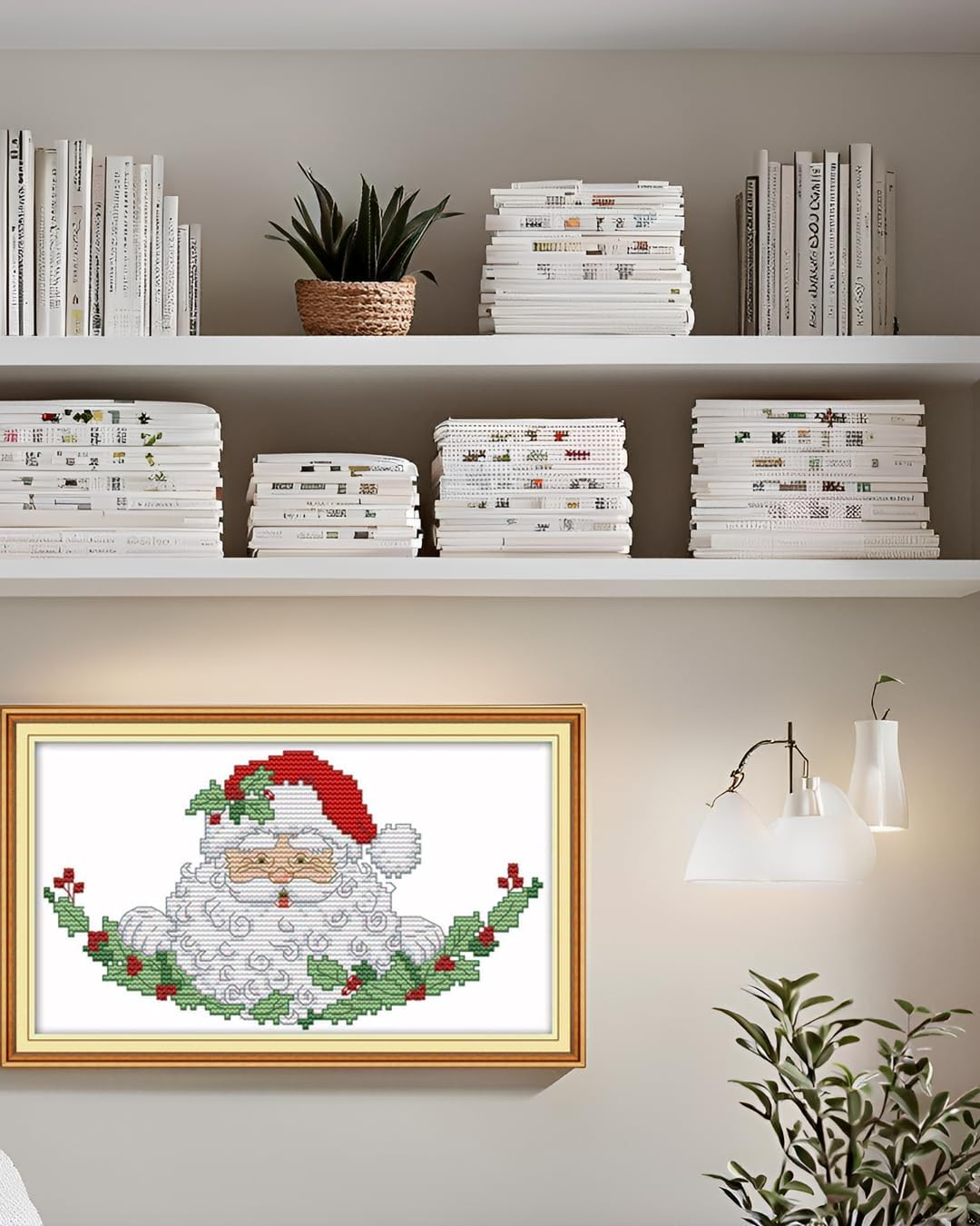 CaptainCrafts スタンプクロスステッチキット プリント済みパターン カウント 刺繍 初心者 子供 大人用 サンタクロース