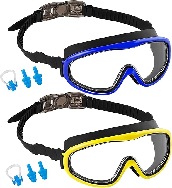 Elimoons Kids Swimming Goggles No Leaking Anti-Fog UV Protection Nose Cover Swim Google for Chilren