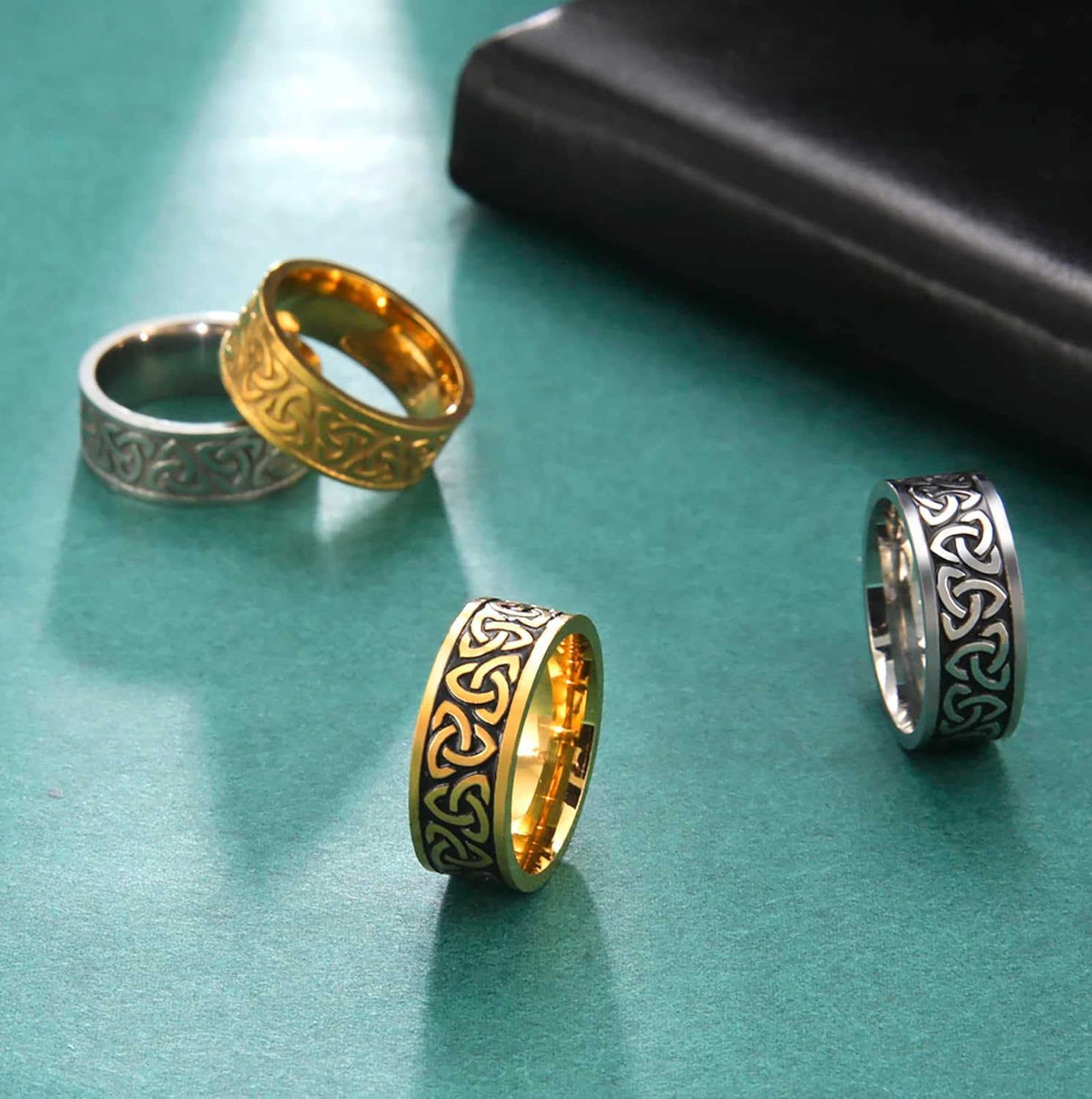 Celtic Trinity Knot Ring Witches Knot Irish Triquetra Knot Ring Stainless Steel Nordic Viking Ring Band Jewelry for Men Women - Image 5