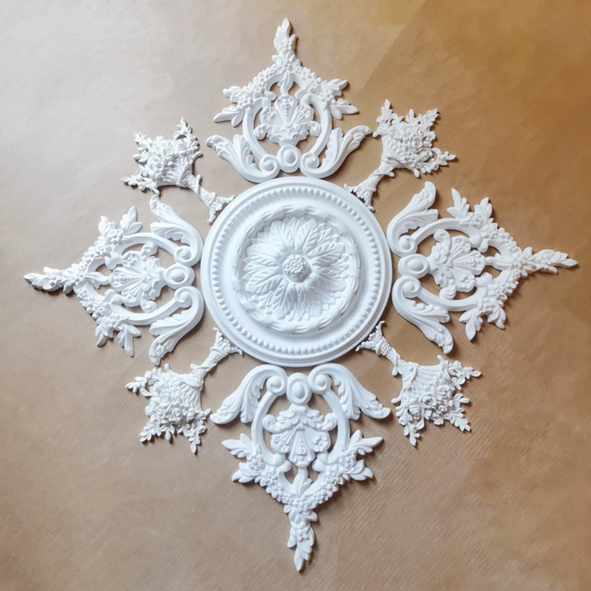 121cm Rosone Lampadario Soffitto Bianco Polistirolo Decorativo | Medaglione del Ventilatore Rotonda Moderno per Pareti Portalampada