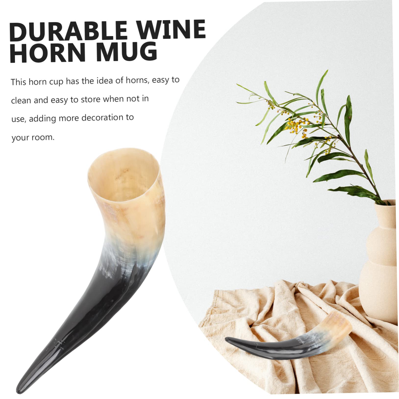Boccale in Corno Vichingo per Bere Birra e Vino, Decorazione Artigianale Facile da Pulire Design a Corno per Famiglia e Amici