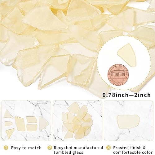 Miniatura 3 de Versátil cristal de mar para manualidades, piezas de vidrio de mar teñidas amarillas esmeriladas de 16 onzas para bricolaje, relleno de jarrón,