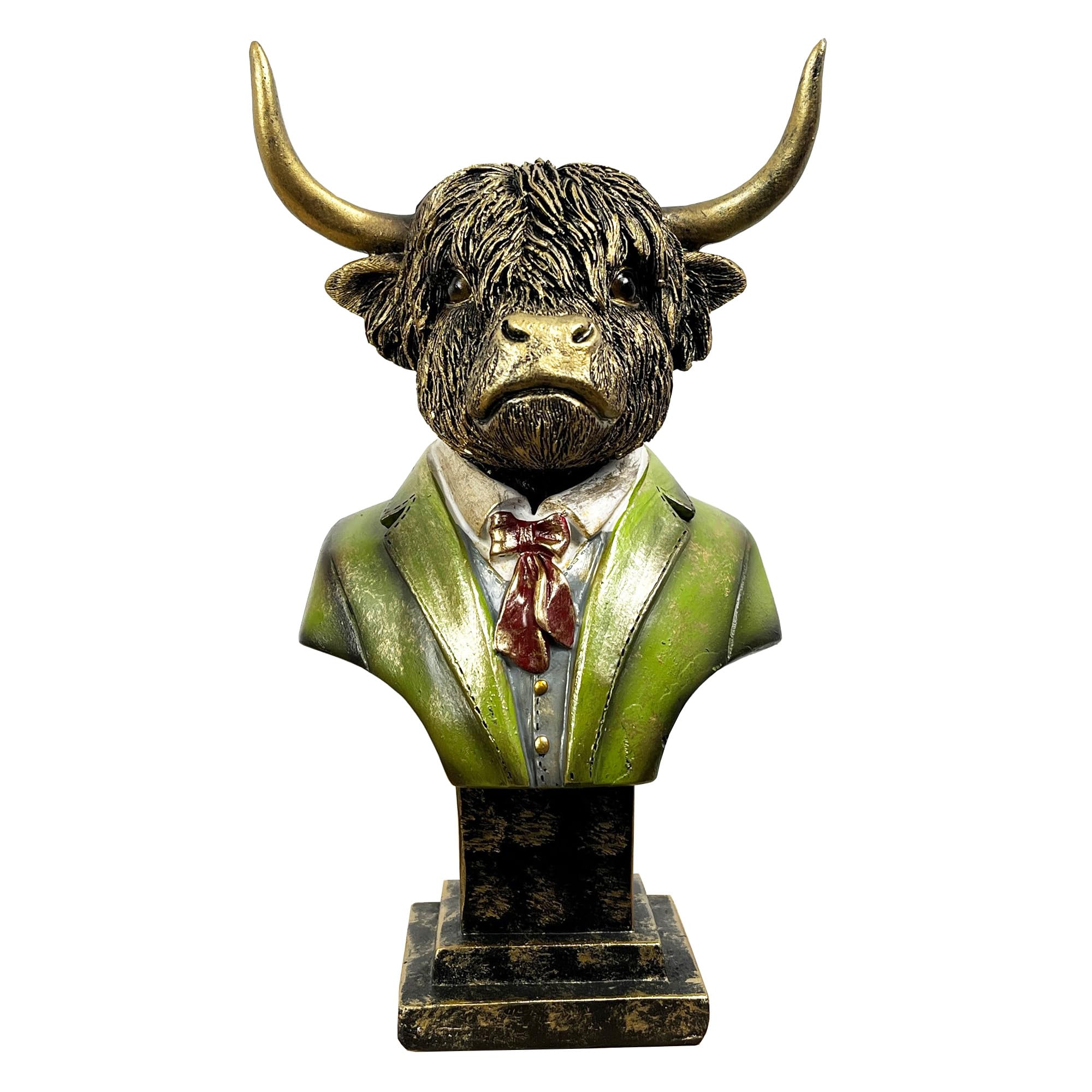 Alfie Francis 24.5cm Tall Country Gentlemen Style Highland Cow Head Bust Ornament UK Seller