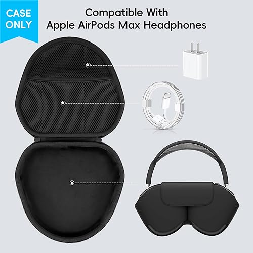 Miniatura 3 de khanka Estuche rígido de transporte para auriculares inalámbricos Apple AirPods Max, funda negra Negro,Azul oscuro,Púrpura,Verde,Azul