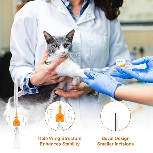 Miniatura 5 de 20G 10pcs IV Cánula con Alas Inyección Puerto Catéter Agujas para Animales