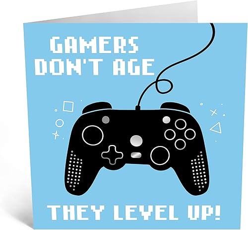 Miniatura 3 de CENTRAL 23 - Divertida tarjeta de cumpleaños de "Gamers Don't Age" para él - Tarjeta de cumpleaños para jugadores - Viene con divertidas calcomanías
