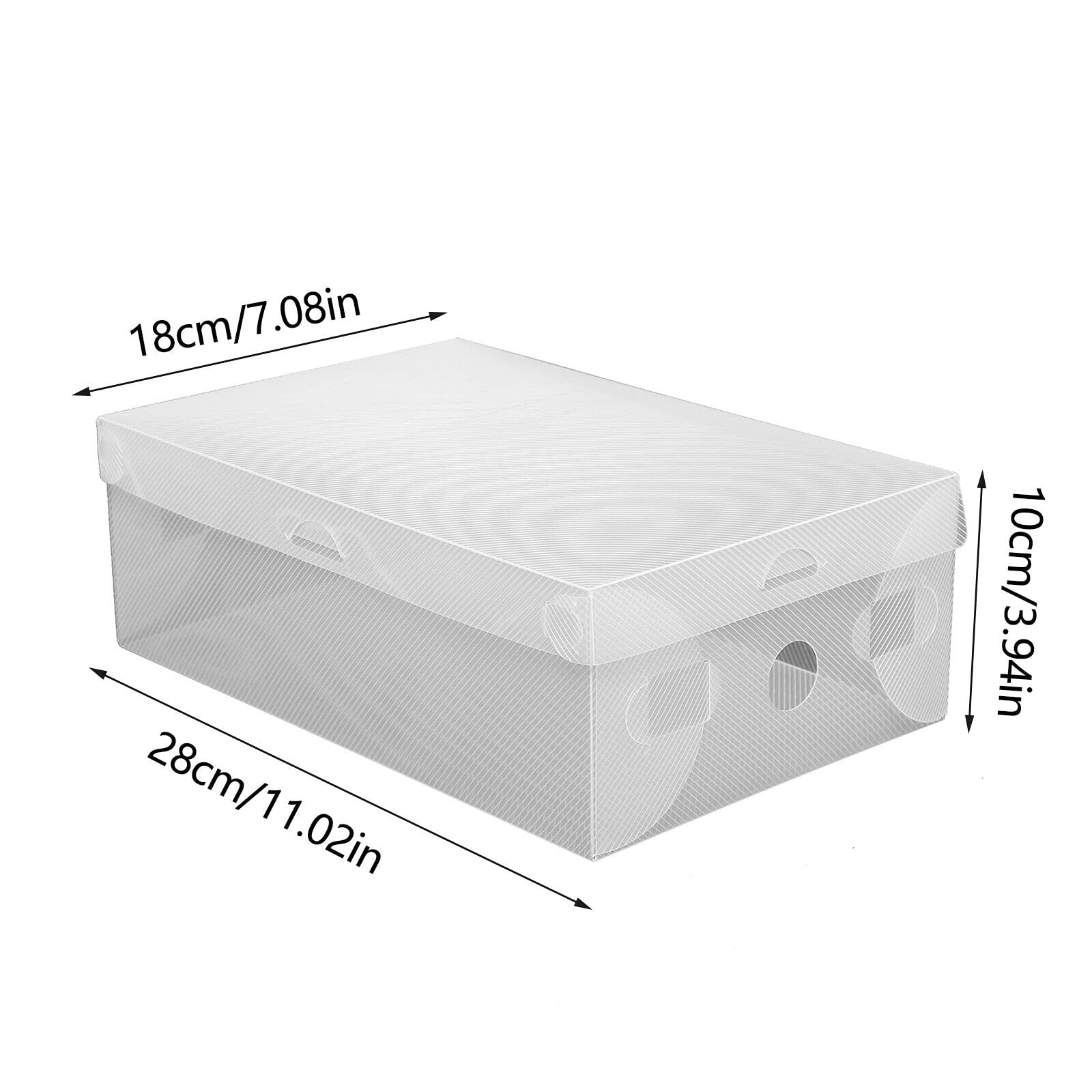 20 cajas transparentes para zapatos, cajón, apilables, de plástico, para ahorrar espacio, transparentes, plegables, 28 x 18 x 10 cm