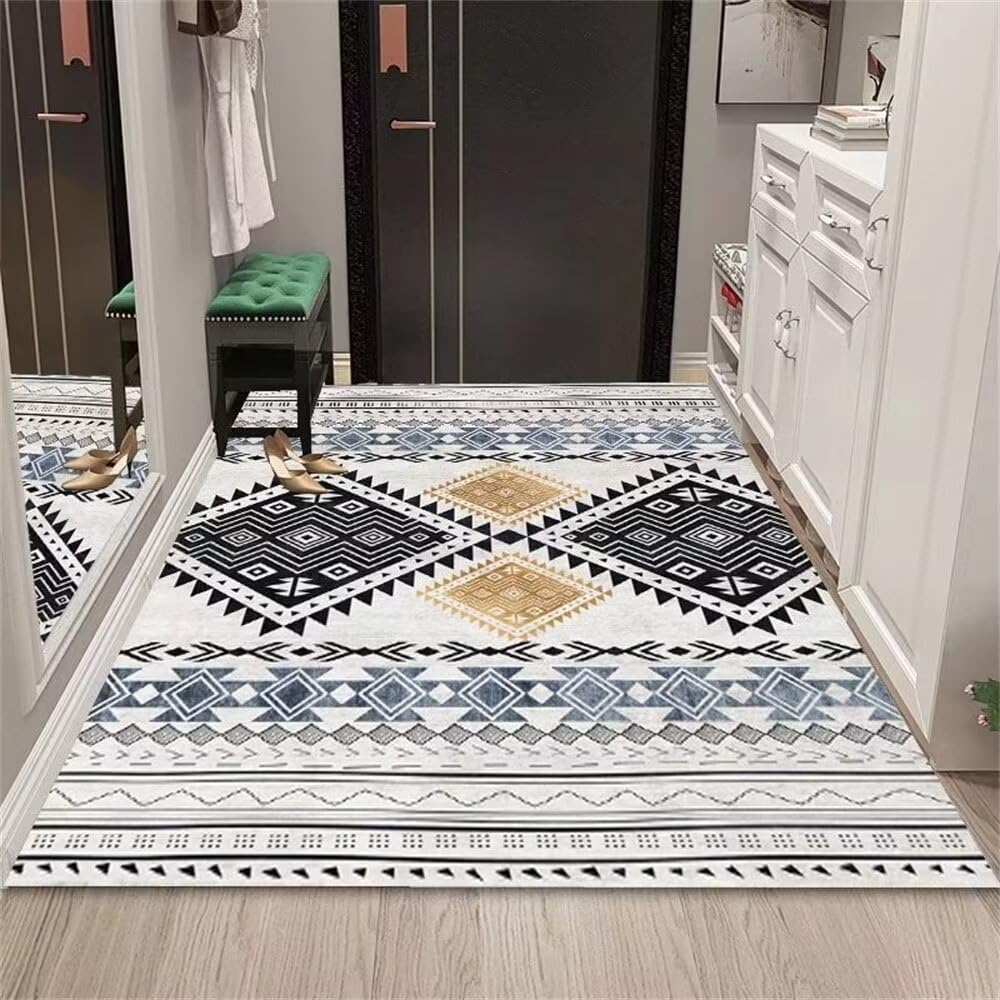 Tapis pas cher 100x160cm bleu et gris confortable pour enfant