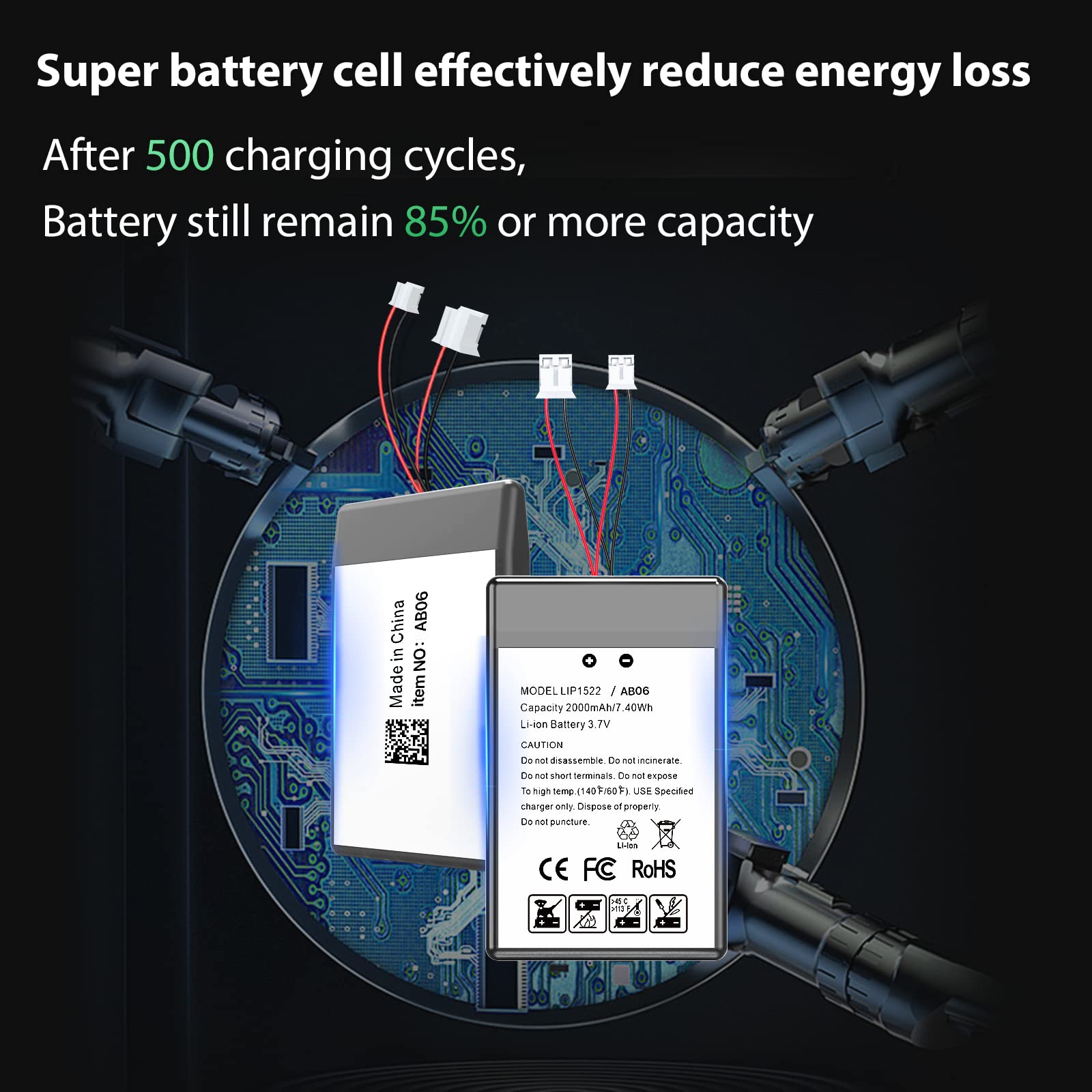 Antank Batteria 2000mAh Compatibile con Controller PS4 e PS4 Slim/Pro Dual-Shock 4 [CUH-ZCT1]/Dual-Shock 4 V2 [CUH-ZCT2] Kit di Riparazione per la Sostituzione Della Batteria con Cacciavite PH00