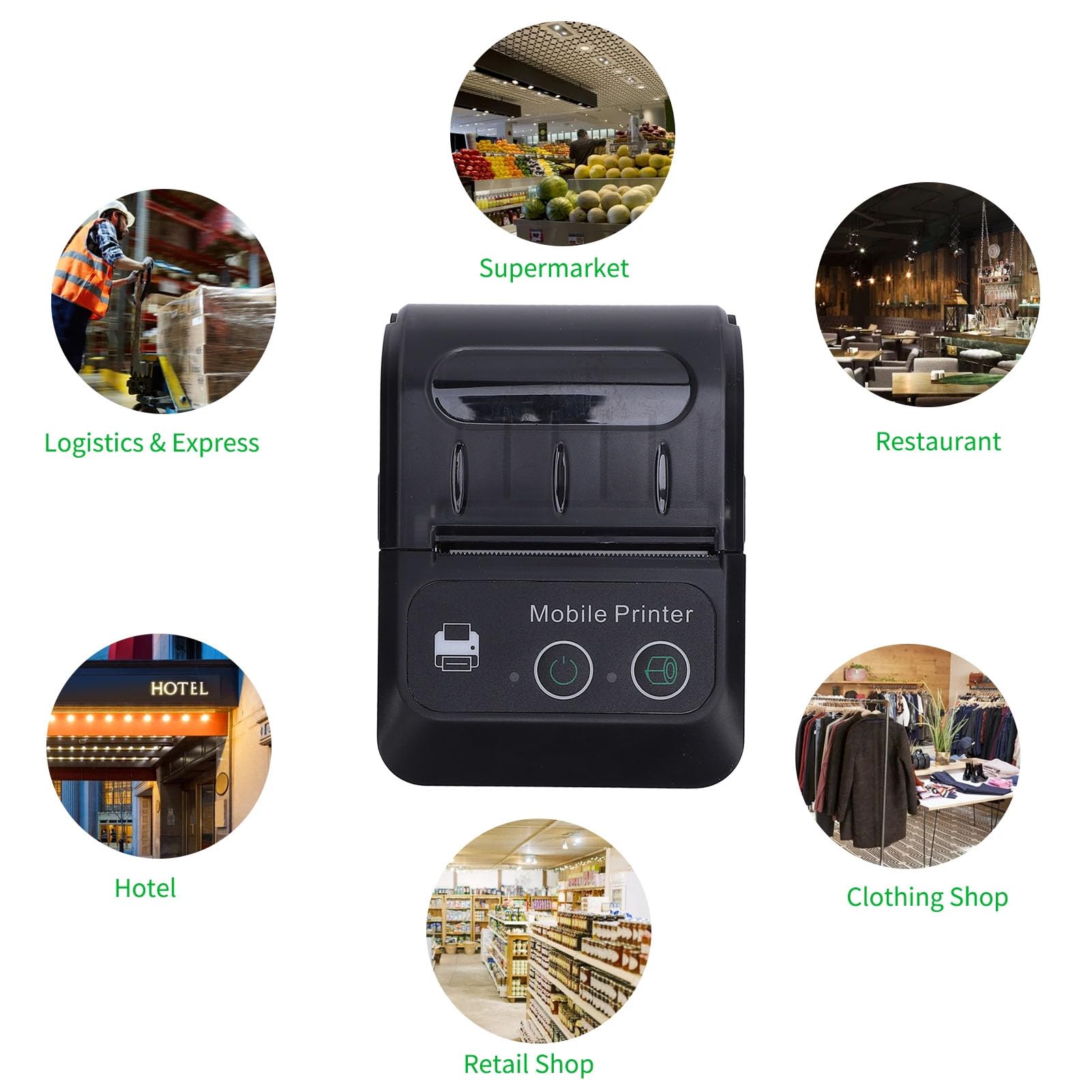 Jectse Bluetooth-Thermo-Belegdrucker, 58-Mm-POS-Drucker, 50 Bis 80 Mm Druckgeschwindigkeit Thermodrucker mit USB-Seriell-Ethernet, für Android, für Wins-Systeme