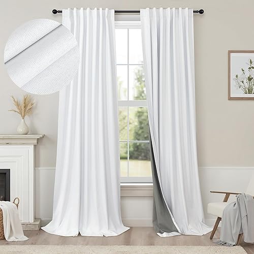 Miniatura 26 de 2 cortinas opacas blancas de 80 pulgadas de largo personalizadas, a prueba de ruido, modernas, con pestaña trasera, para cocina, sala, cabina, de