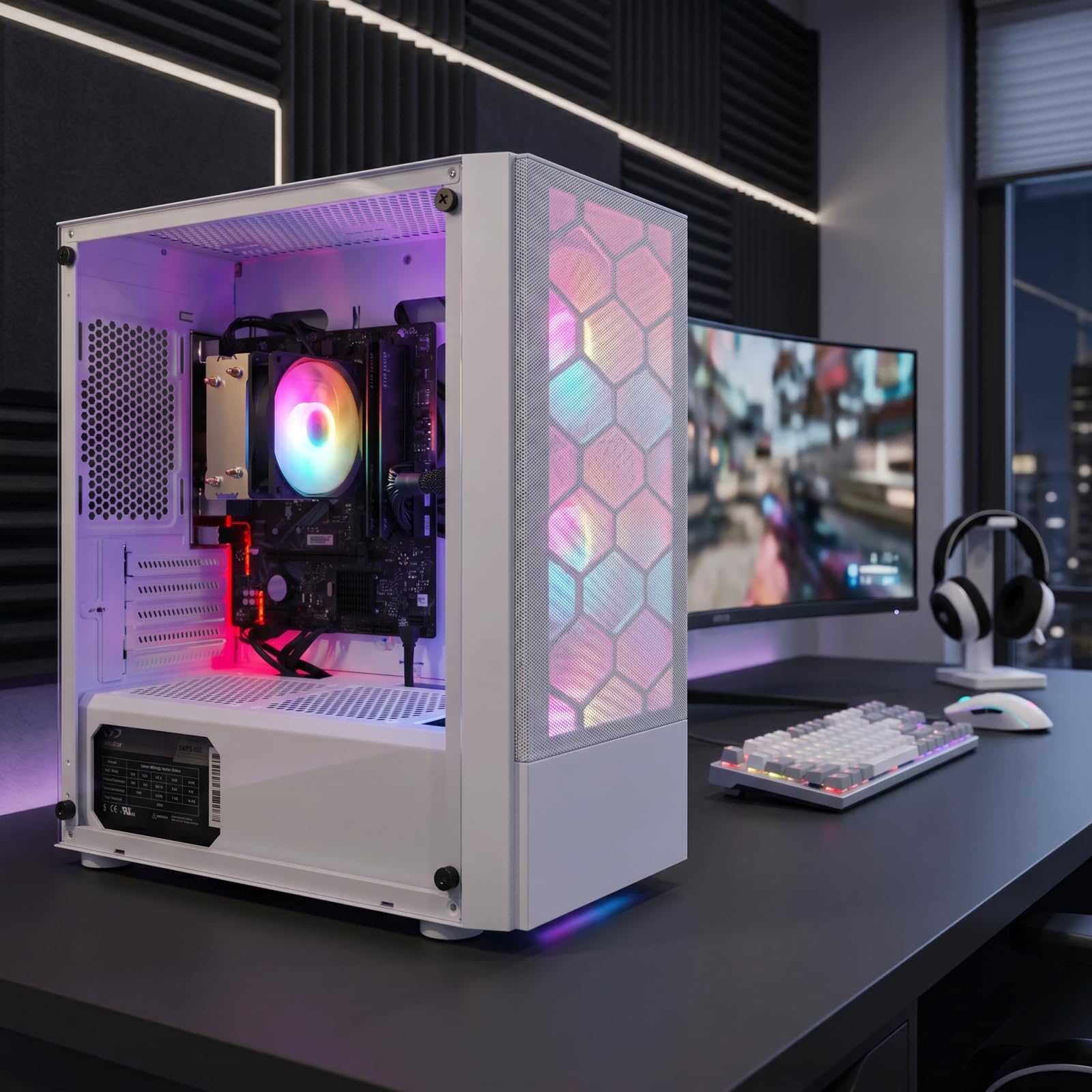 STGsivir PC Gaming, Ordenador de Sobremesa Gaming, AMD Ryzen 5 3400G hasta 4.2Ghz,16GB DDR4 RAM,512GB SSD,WiFi 6,BT5.0,RGB Ventiladores x3,Windows11 Pro