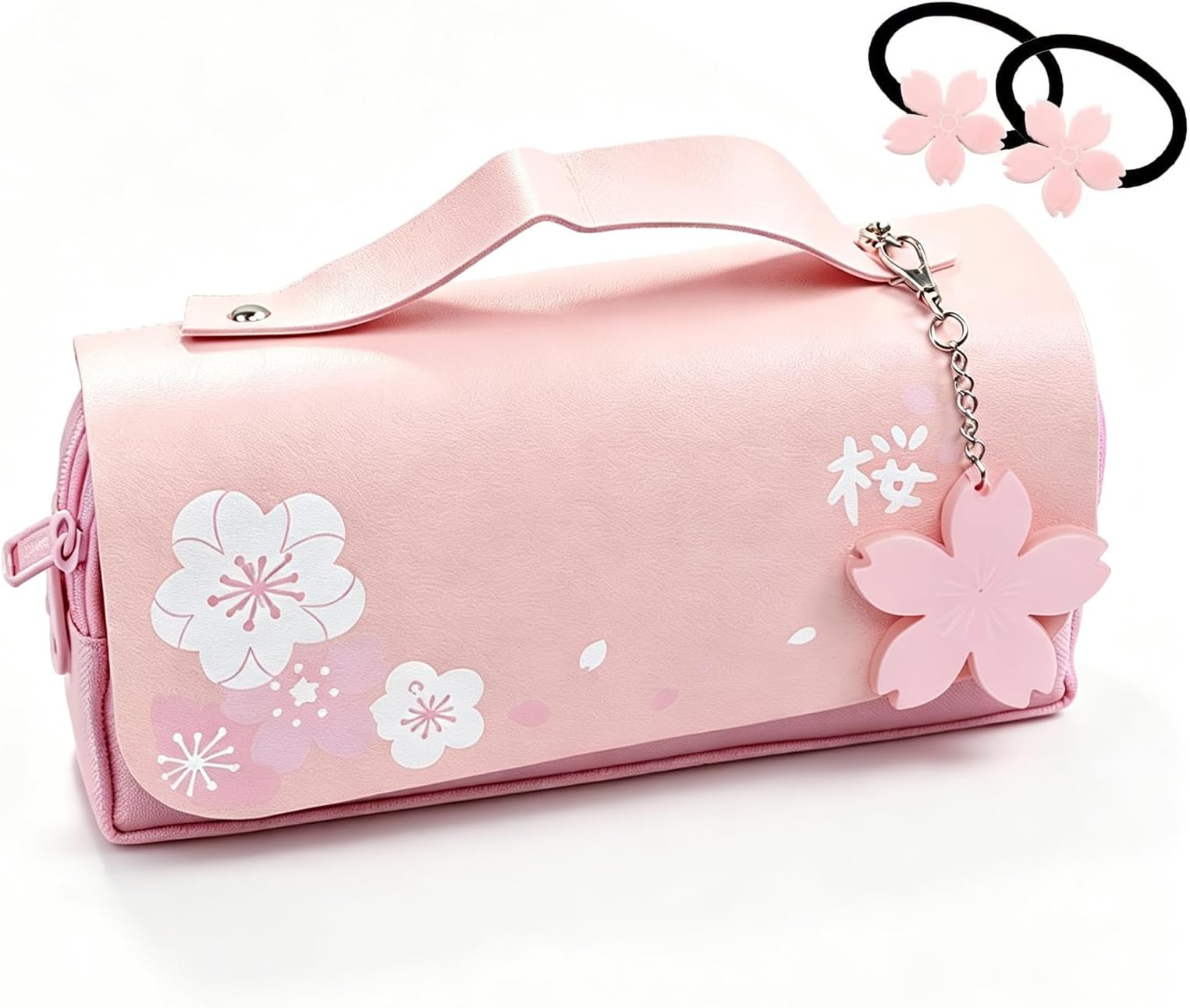 Kawaii Cherry Blossom Pencil Bag Pink Sweet Pencil Case Large Capacity Stationery Pouch School Supplies Makeup Bag