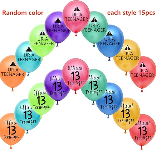 Miniatura 2 de Globos de látex para cumpleaños número 13, paquete de 30 cintas oficiales de látex para niños y niñas, decoración de fiesta de cumpleaños número 13,