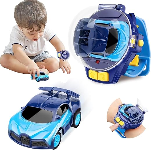 Shopnivo Wrist Watch Remote Control Car Toy for Kids, Rechargeable Mini RC Racing Vehicle with USB Cable, 2 Function Porta...