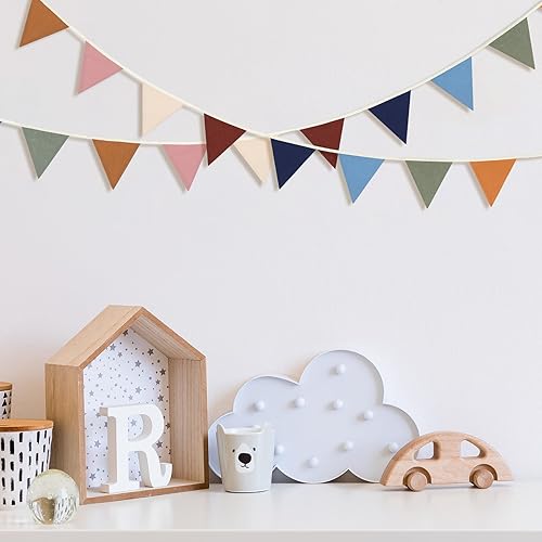 VitalCozy Banderines de 17 pies, 2 unidades, guirnalda triangular, banderines de doble cara para decoración bohemia, baby shower, cumpleaños, boda,