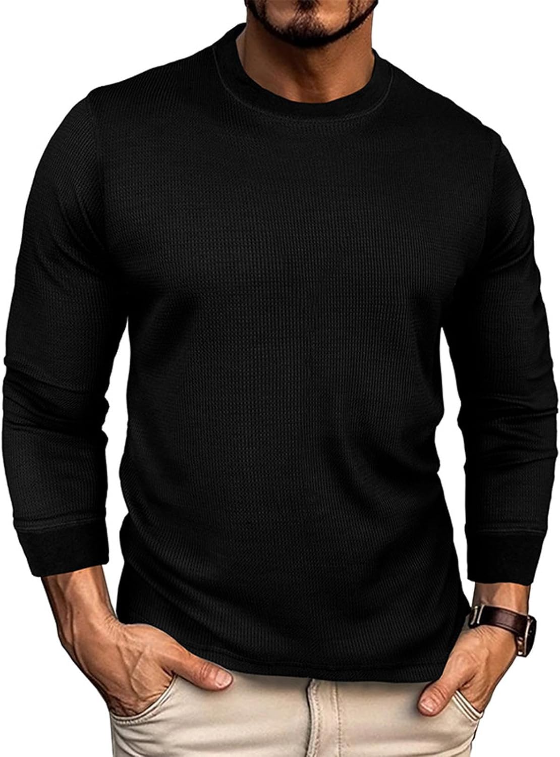 RTRDE Men's Fall T-Shirts Long Sleeve, Casual Crewneck Basic Work Undershirts Tee Shirts, S-2XL