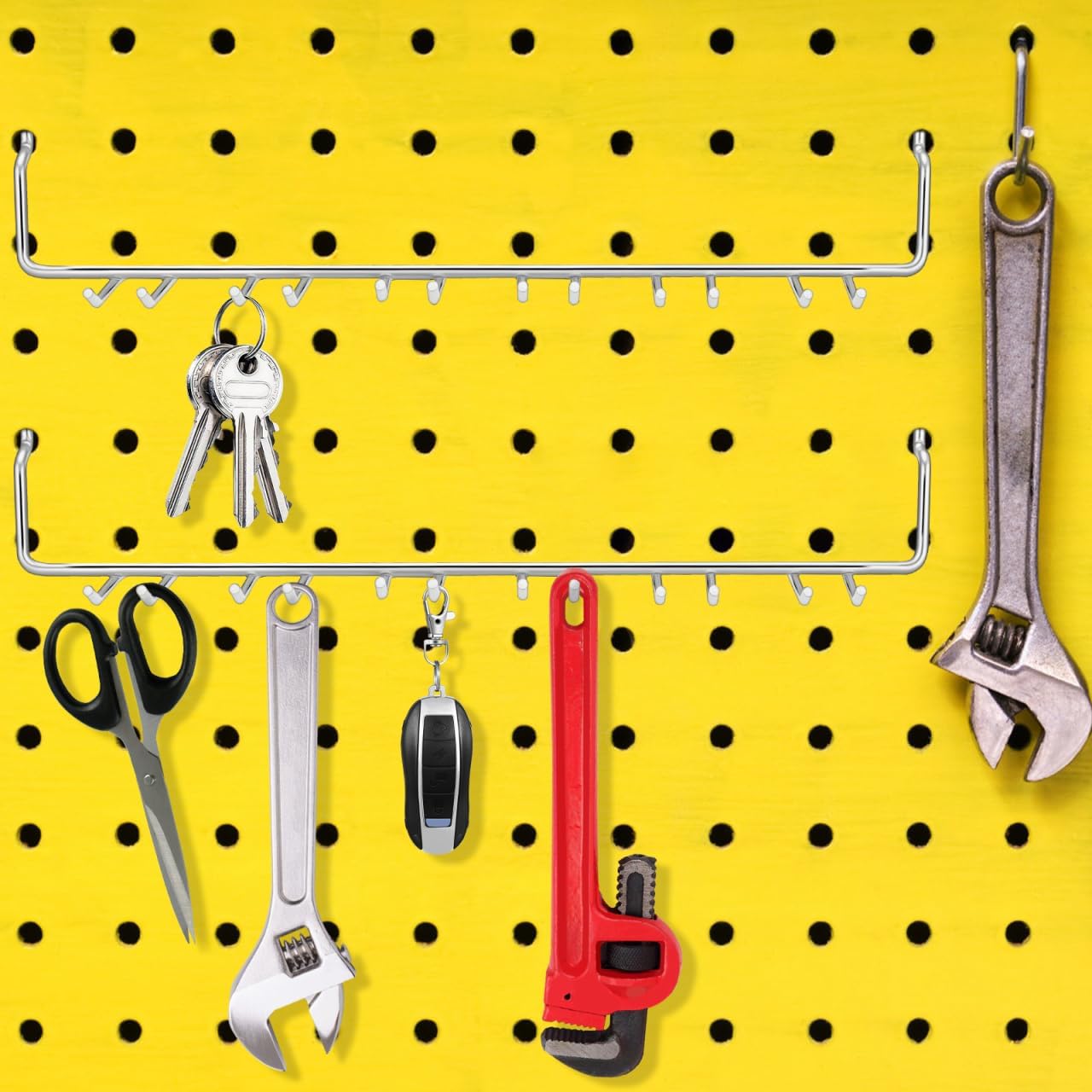 PRETYZOOM 2Pcs Multi-Prong Pegboard Accessories Organizer Kit, Tool Storage Hooks for Workshop Various Tools Home, Garage, Craft Hanger System Organization Wall Attachments