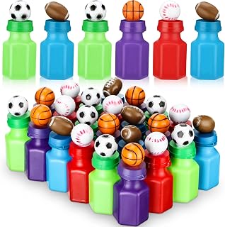 24 Pack Sport Balls Bubble Bottles Bulk Mini Bubbles Party Favors Assorted Balls Bubble Wand Bottles Soccer Basketball Football Baseball Sport Team Gift Bag Stuffers for Kids Outdoor Indoor