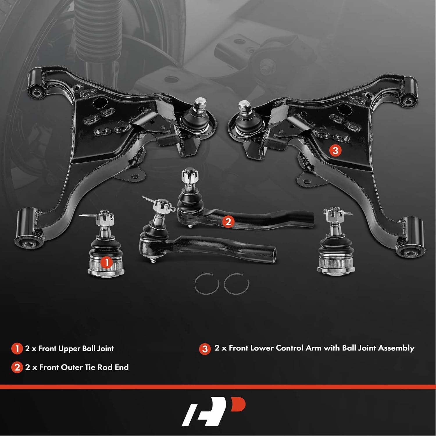 A-Premium 6Pcs Front Suspension Kit, Front Lower Control Arm, Upper Ball Joint, Outer Tie Rod End, Compatible with Nissan Frontier 2005-2018, Pathfinder 2005-2012, Xterra 2005-2015, 2WD & 4WD Only