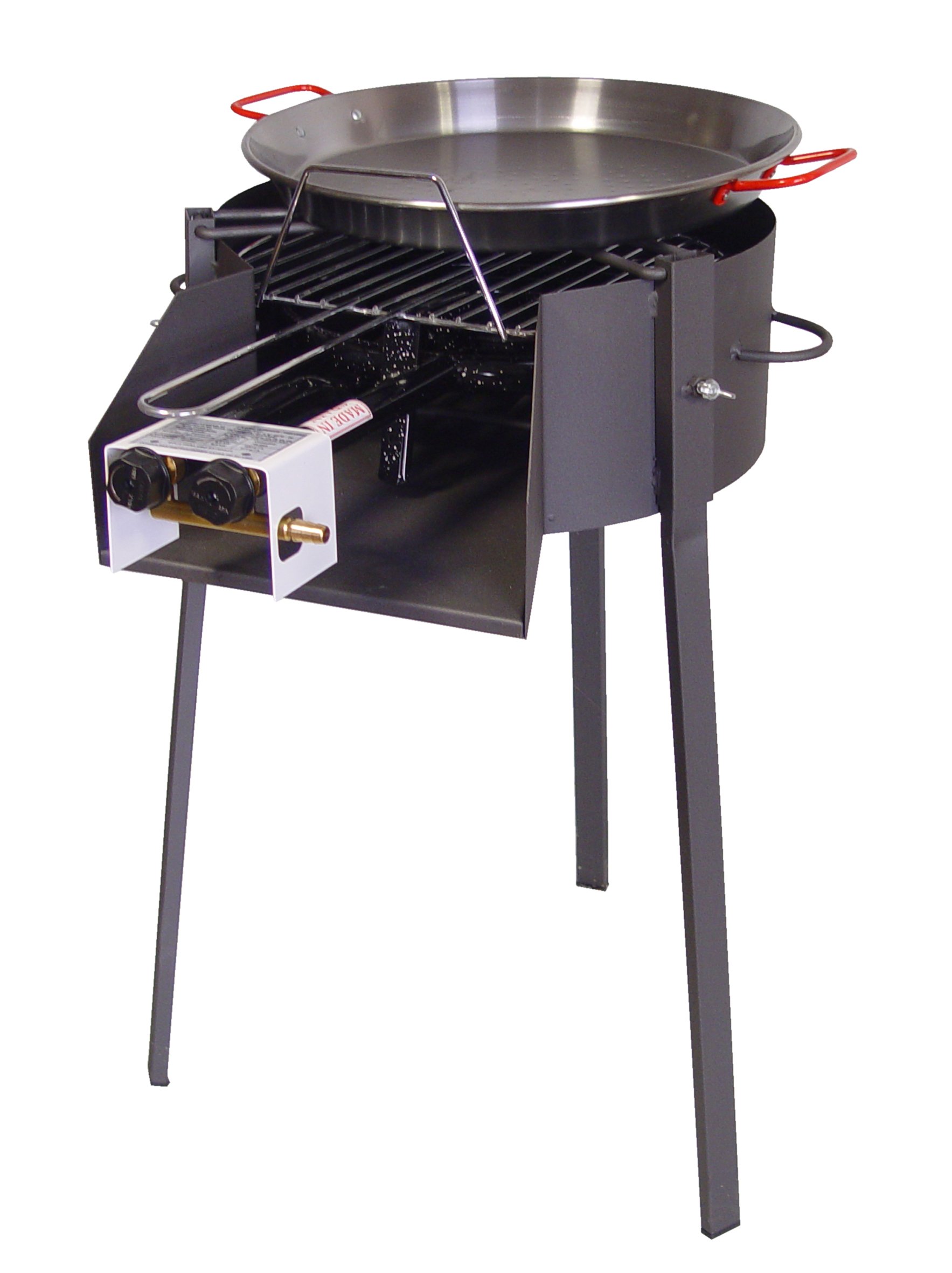 Imex El Zorro – Barbacoa Redonda 50 cm con Parrilla y Quemador de Gas | 61x75x50 cm | Hierro Reforzado con Parrilla Cincada Anticorrosión | Ideal para Leña, Carbón y Gas