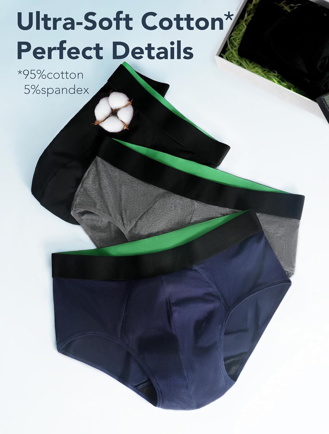 TIICHOO Mens Incontinence Underwear Washable Cotton Leak Proof Underwear for Men Briefs 5 Pack - Image 5