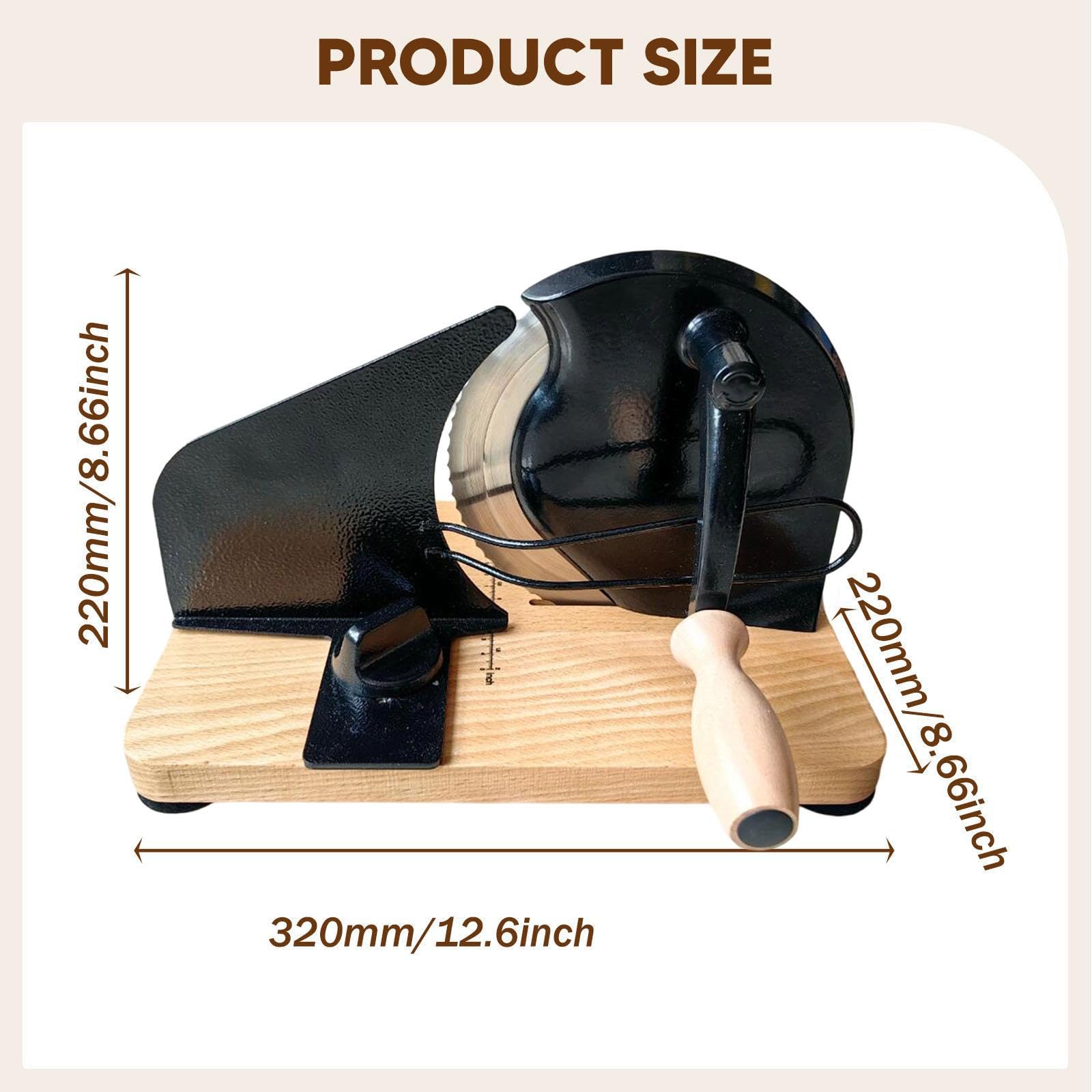 Manueller Brotschneider mit Saugnäpfen, einstellbare Breite 32 cm (12.6 inch), Metall & Holz