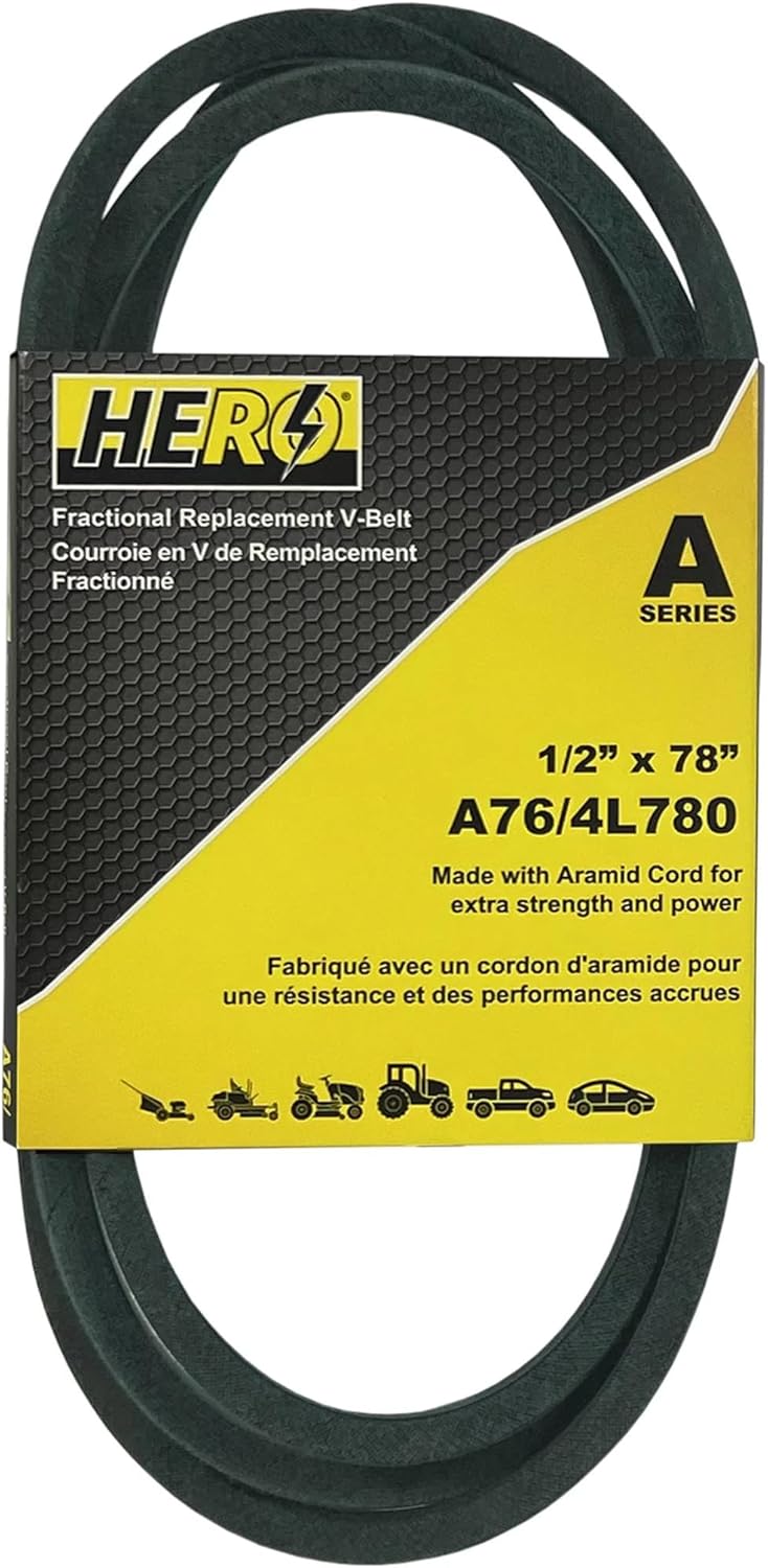 HERO® 1/2 inch x 78 inch Aramid Kevlar Lawn Mower Belt Replacement for Reference A76 4L780
