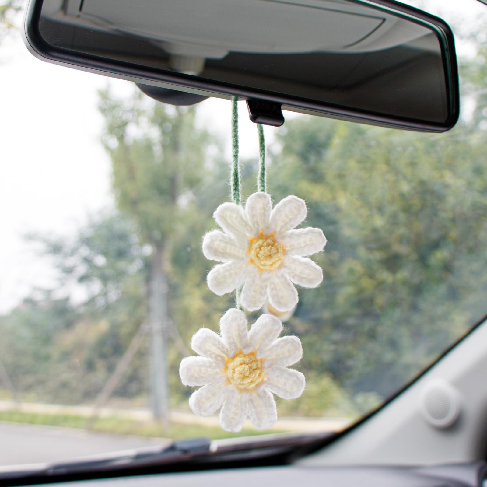 Ciondolo Per Auto In Tormalina E Calcite – Luna In Cristallo Naturale, Fatto A Mano, Decorazione Per Specchietto Retrovisore - 2