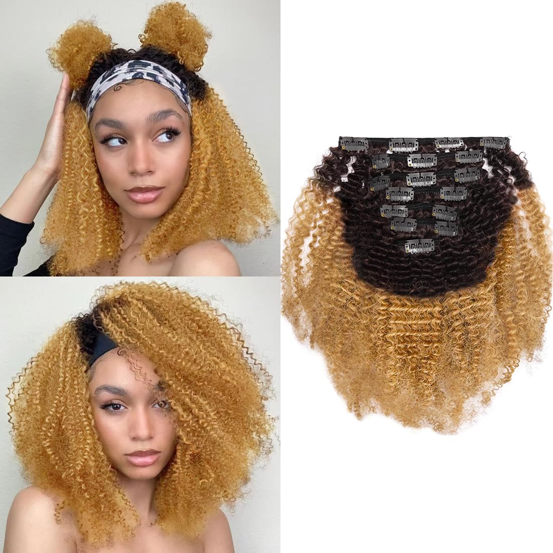 Amazon.com : Caliee Virgin Hair Afro Kinky Curly Clip ins  display picture 3