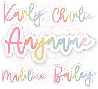 Vista 11 de Calcomanía personalizada con nombre, calcomanías personalizadas de colores de nombre, lindas calcomanías de vinilo troqueladas impermeables
