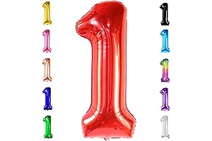 KatchOn 1st Birthday Hungry Caterpillar Balloon - 40Inch Red Number One Foil...
